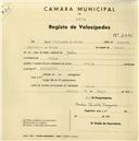 Registo de velocípede de marca Helios, com o nº 2441, em nome de René Rodrigues da Silva, moradora em Belas.