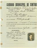 Registo de matricula de velocipedista em nome de Cândido Pinto Estêvão, morador em Pero Pinheiro, com o nº de inscrição 986.