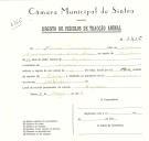 Registo de um veiculo de duas rodas tirado por um animal de espécie asinina destinado a transporte de mercadorias em nome de Narciso Domingos, morador na Azóia.