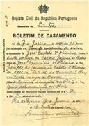 Requerimento para contrair matrimónio de José Cadelo de Oliveira e Adélia Celeste da Conceição Reis, moradores em Rio de Mouro.  