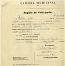 Registo de velocípede de marca Champion, com o nº 2024, em nome de Abílio Duarte, morador em Praia das Maçãs.