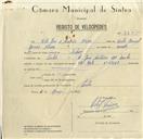 Registo de velocípede de marca VN-Mota, com o nº 8677, em nome de Vítor José de Azevedo Névoa, morador em Rua José Antunes dos Santos, Sintra.