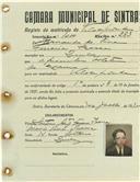 Registo de matricula de velocipedista em nome de Fernando de Pina Ferreira Isasca, morador em Queluz, com o nº de inscrição 1000.
