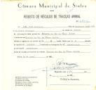 Registo de um veiculo de duas rodas tirado por dois animais de espécie asinina destinado a transporte de mercadorias em nome de João José Domingos, morador na Ribeira de Rio de Cões. 