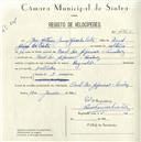 Registo de velocípede de marca Reynolds, com o nº 4960, em nome de José António Alves da Costa, morador em Casal dos Afonsos, Queluz.