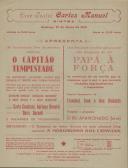 Programa com os filmes "O Capitão Tempestade" com a participação de Carla Candiani, Adriano Rimoldi e Doris Duranti e a comédia "Papá à Força" com a participação de Franchot Tone e Ann Richards