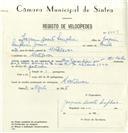 Registo de velocípede de marca Alma, com o nº 8251, em nome de Joaquim Duarte Simplicio, morador em Montelavar.