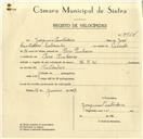 Registo de velocípede de marca H.M.W., com o nº 9564, em nome de Joaquim Cantadeiro, morador em Pero Pinheiro.