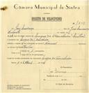 Registo de velocípede de marca Nacional, com o nº 7809, em nome de José Lourenço, morador em Moucheira.