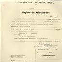 Registo de velocípede com o nº 72, em nome de Odete de Jesus Esteves, moradora em Boialvo, Sintra.