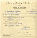 Registo de velocípede com o nº 7443, em nome de Silvino Lopes de Figueiredo, morador em Queluz.