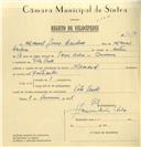 Registo de velocípede de marca Nacional, com o nº 7613, em nome de Manuel Gomes Cardoso, morador em Vila Verde.