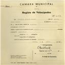 Registo de velocípede de marca Cicles R.P., com o nº 2667, em nome de Fernando António Duarte, morador em Morelena.