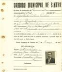 Registo de matricula de carroceiro de 2 ou mais animais em nome de Agostinho António Paulino, morador em Queluz, com o nº de inscrição 1922.