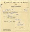 Registo de velocípede de marca Raio, com o nº 6404, em nome de Adolfo Marques Branco, morador em Pero Pinheiro.
