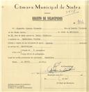 Registo de velocípede com o nº 7814, em nome de Augusto Inácio Vicente, morador em Lameiras.