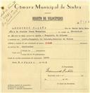 Registo de velocípede de marca Cycles, com o nº 7966, em nome de Edmundo Galrão, morador em Azoia.