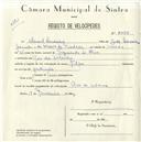 Registo de velocípede de marca Phillips, com o nº 5055, em nome de Daniel Loureiro, morador em Rio de Mouro.