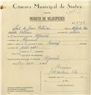 Registo de velocípede de marca Nacional, com o nº 8018, em nome de João de Jesus Patrício, morador em Algueirão.