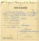 Registo de velocípede de marca Helios, com o nº 6540, em nome de Manuel de Sousa, morador em Algueirão.