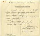Registo de velocípede de marca Mavic com motor Ilo, com o nº 9937, em nome de Virgílio Santos, morador em Lourel.