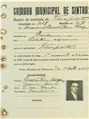 Registo de matricula de velocipedista em nome de Manuel Boaventura Vinagre, morador em Morelena, com o nº de inscrição 1028.