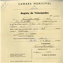 Registo de velocípede com o nº 1695, em nome de Francisco Jacinto [Teles], morador em Areias.