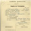 Registo de velocípede de marca Olympique, com o nº 1335, em nome de Adriano Vieira Pinto, morador em Algueirão Velho.