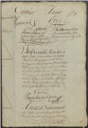 Feito cível de resíduos de testamento de Ana Maria, moradora em Almoçageme, cujo testamenteiro foi Leonardo João Nunes, morador no mesmo lugar.