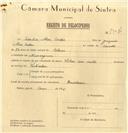 Registo de velocípede de marca Vilar, com o nº 7907, em nome de Sebastião Alves Coelho, morador em Almoçageme.