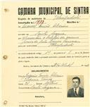 Registo de matricula de velocipedista em nome de Manuel Tomás Alecrim, morador em Santa Susana, com o nº de inscrição 1973.