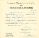 Registo de um veiculo de duas rodas tirado por um animal de espécie asinina destinado a transporte de mercadorias em nome de Augusto Duarte Lopes, morador em Campo Raso.