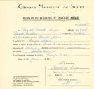 Registo de um veiculo de duas rodas tirado por um animal de espécie asinina destinado a transporte de mercadorias em nome de Augusto Duarte Lopes, morador em Campo Raso.