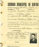 Registo de matricula de cocheiro profissional em nome de Carlos Brandão Ramalho, morador em São Pedro de Sintra, com o nº de inscrição 854.