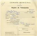 Registo de velocípede com o nº 3351, em nome de Júlio José Neves, morador em Tojeira.