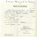 Registo de velocípede de marca E.J.F., com o nº 5000, em nome de António Manuel da Silva Sousa, morador em Morelena.