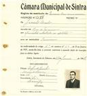 Registo de matricula de carroceiro de 2 ou mais animais em nome de Jacinto Bento, morador em Rio de Mouro, com o nº de inscrição 2177.
