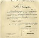 Registo de velocípede de marca Imperial, com o nº 290, em nome de Lino Castro Reis, morador em Penedo.