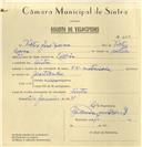 Registo de velocípede de marca VN-motorizada, com o nº 6814, em nome de Vítor José Névoa, morador em Sintra.