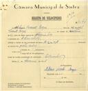 Registo de velocípede de marca Azume, com o nº 7574, em nome de Albino Vicente Roque, morador em Odrinhas.