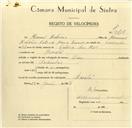 Registo de velocípede com o nº 9615, em nome de Manuel António, morador em Baratã.
