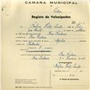 Registo de velocípede de marca Aprilia, com o nº 333, em nome de Porfirio Félix Simões, morador em Pero Pinheiro.