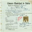 Registo de matricula de velocipedista em nome de Eugénio Francisco Varanda, morador na Azóia, com o nº de inscrição 776.