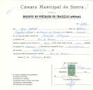 Registo de um veiculo de duas rodas tirado por um animal de espécie asinina destinado a transporte de mercadorias em nome de José Lobato, morador em Rio de Mouro.