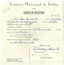 Registo de velocípede com o nº 5629, em nome de João Lopes dos Santos, morador em Belas.