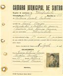 Registo de matricula de velocipedista em nome de António Duarte Antunes, morador em Aruil de Baixo, com o nº de inscrição 2065.