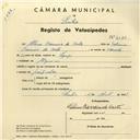 Registo de velocípede com o nº 4191, em nome de Albino Barreira da Costa, morador em Algueirão.