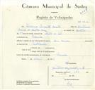 Registo de velocípede com o nº 8783, em nome de Valdemar Pimenta Castro, morador em Idanha.