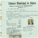 Registo de matricula de velocipedista em nome de Miguel Inácio Pires, morador em Vila Verde, com o nº de inscrição 395.