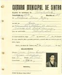 Registo de matricula de velocipedista em nome de António Inácio Jorge, morador na Azóia, com o nº de inscrição 1933.  